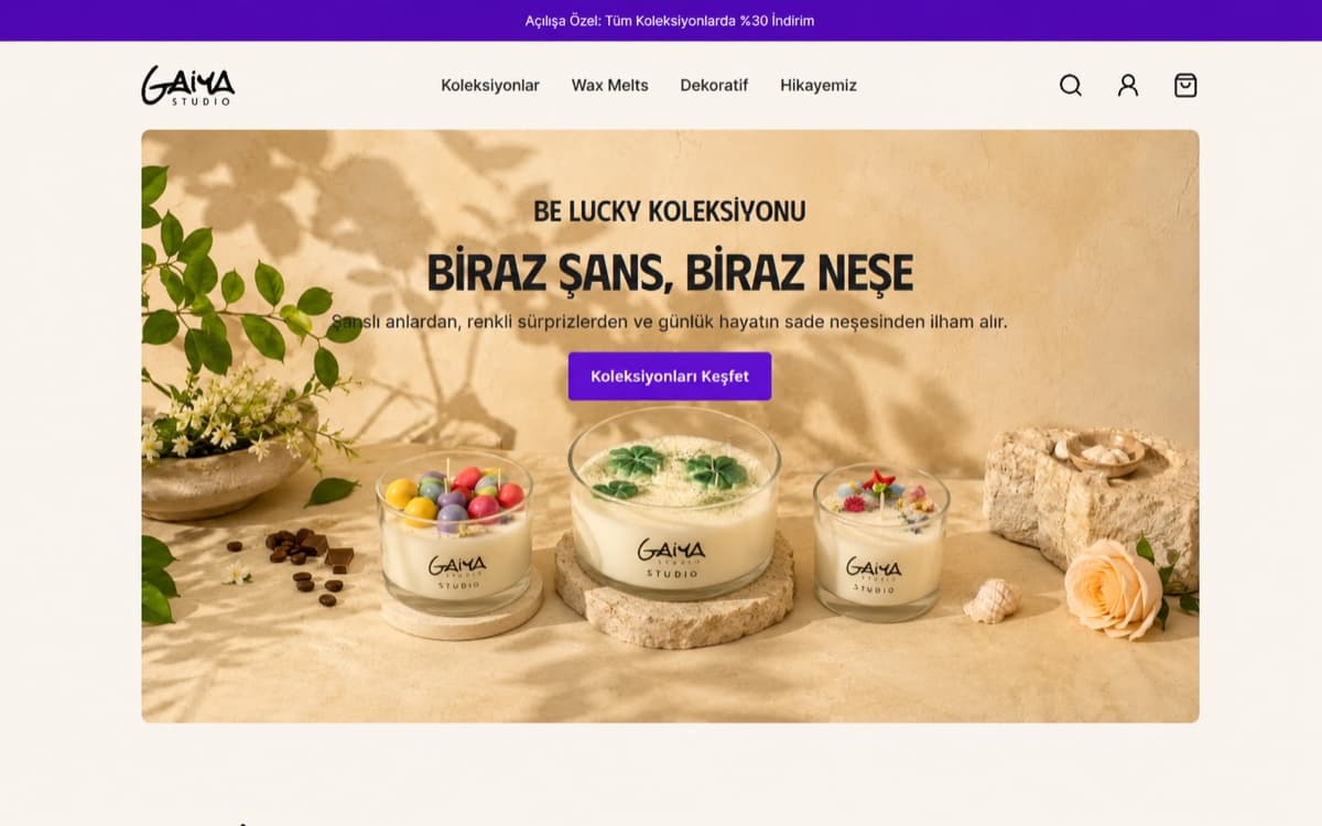 Gaiya Studio web sitesi ekran görüntüsü