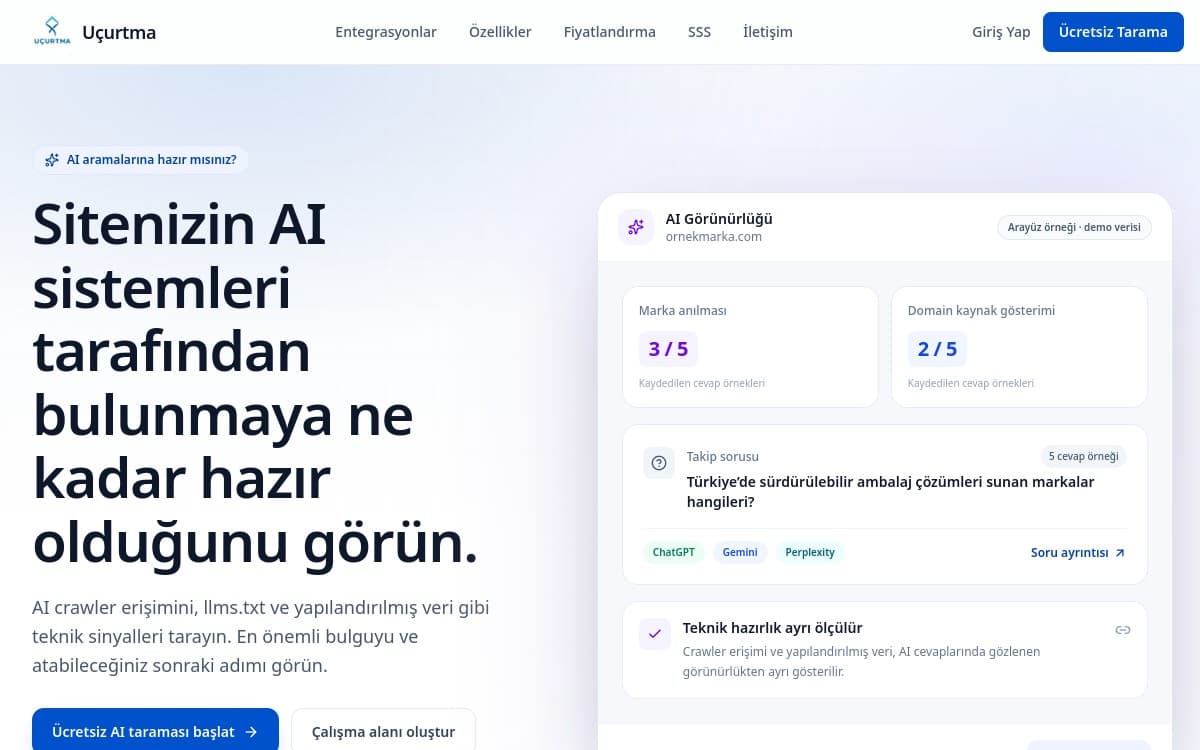 Uçurtma web sitesi ekran görüntüsü