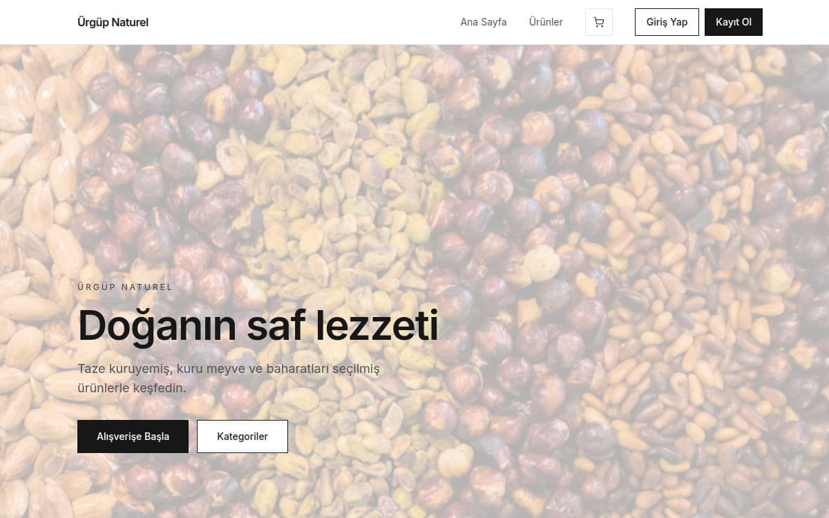 Ürgüp Naturel Kuruyemiş web sitesi ekran görüntüsü